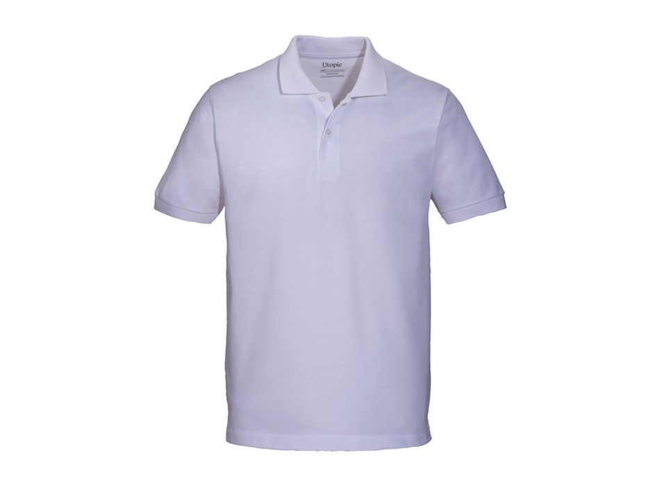Polo unisex bianca in cotone e poliestere rigenerati da 200 g/m2 FullGadgets.com