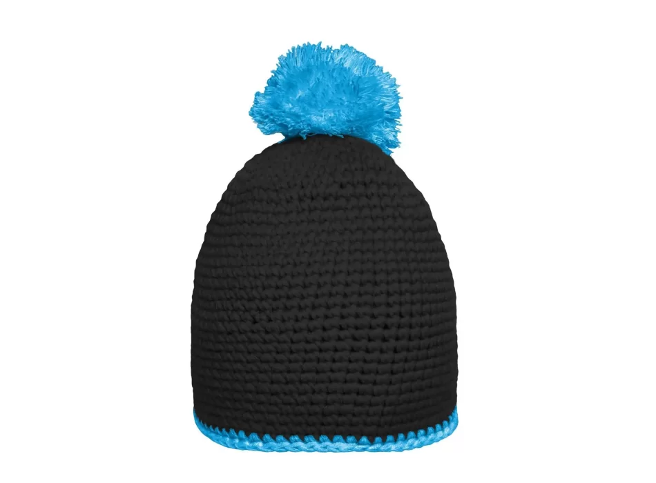 Pompon Hat with Contrast Stripe FullGadgets.com