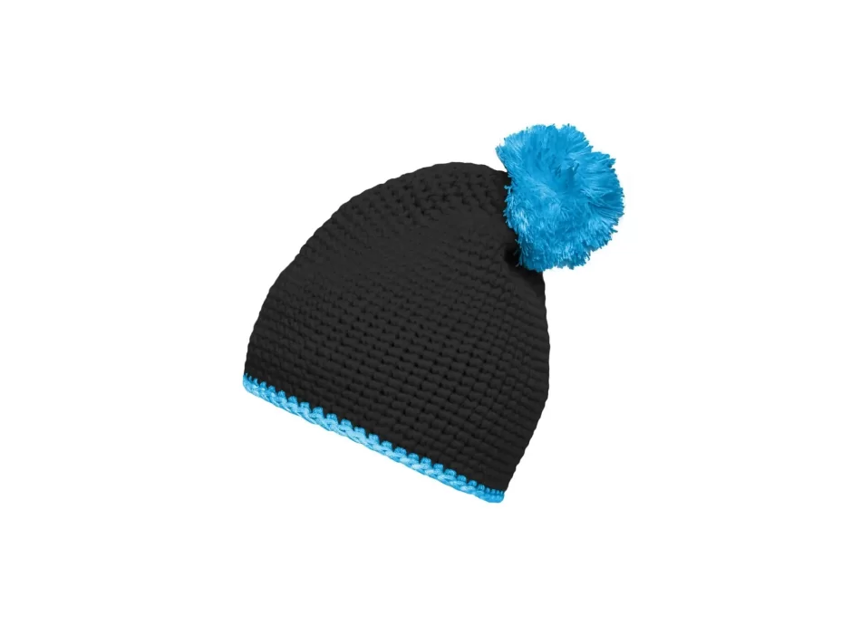 Pompon Hat with Contrast Stripe FullGadgets.com