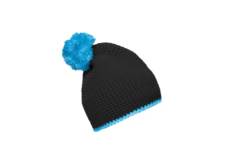 Pompon Hat with Contrast Stripe FullGadgets.com