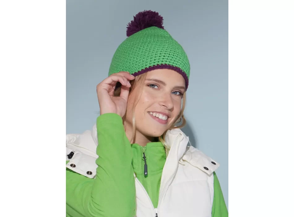 Pompon Hat with Contrast Stripe FullGadgets.com