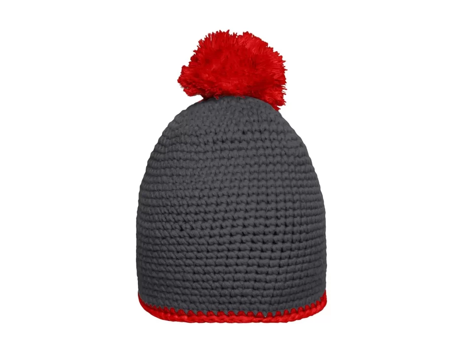 Pompon Hat with Contrast Stripe FullGadgets.com