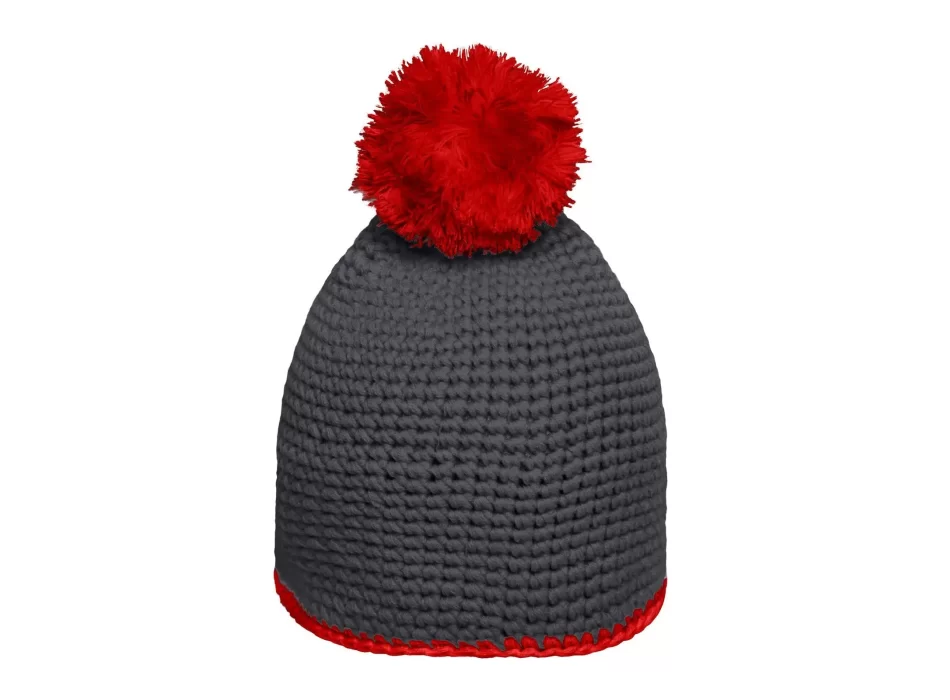 Pompon Hat with Contrast Stripe FullGadgets.com