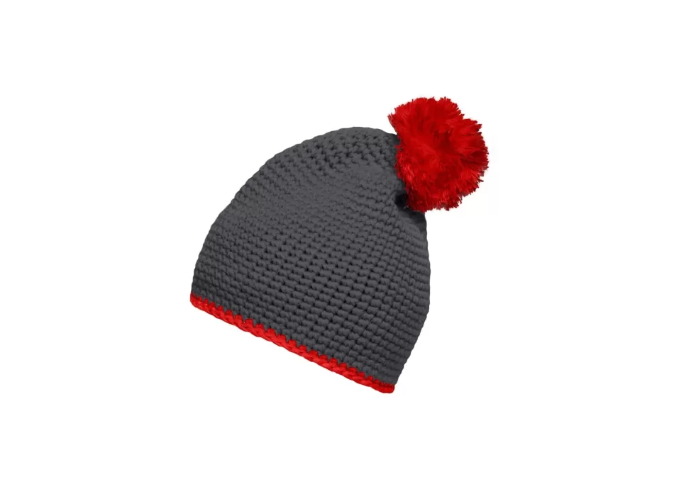Pompon Hat with Contrast Stripe FullGadgets.com