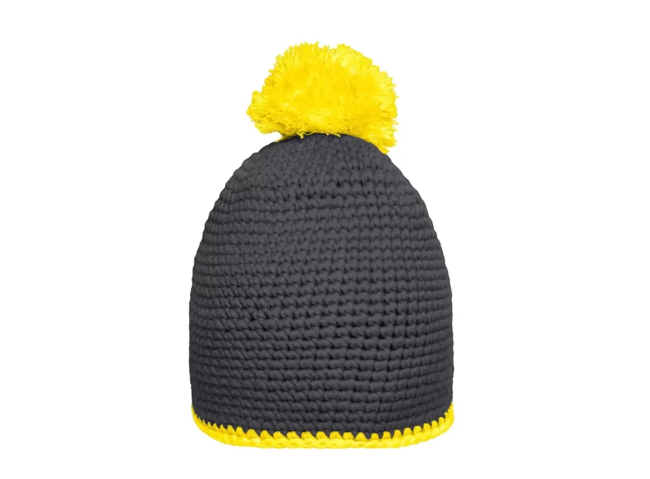 Pompon Hat with Contrast Stripe FullGadgets.com