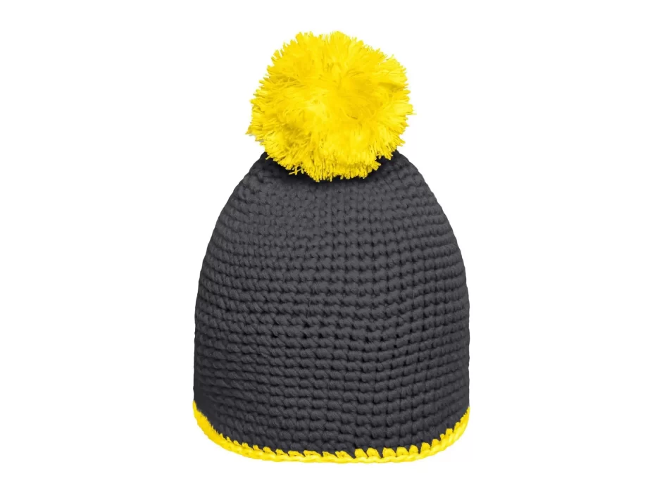 Pompon Hat with Contrast Stripe FullGadgets.com