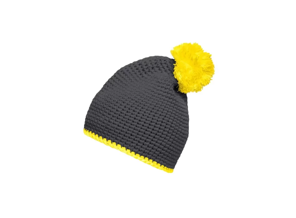 Pompon Hat with Contrast Stripe FullGadgets.com