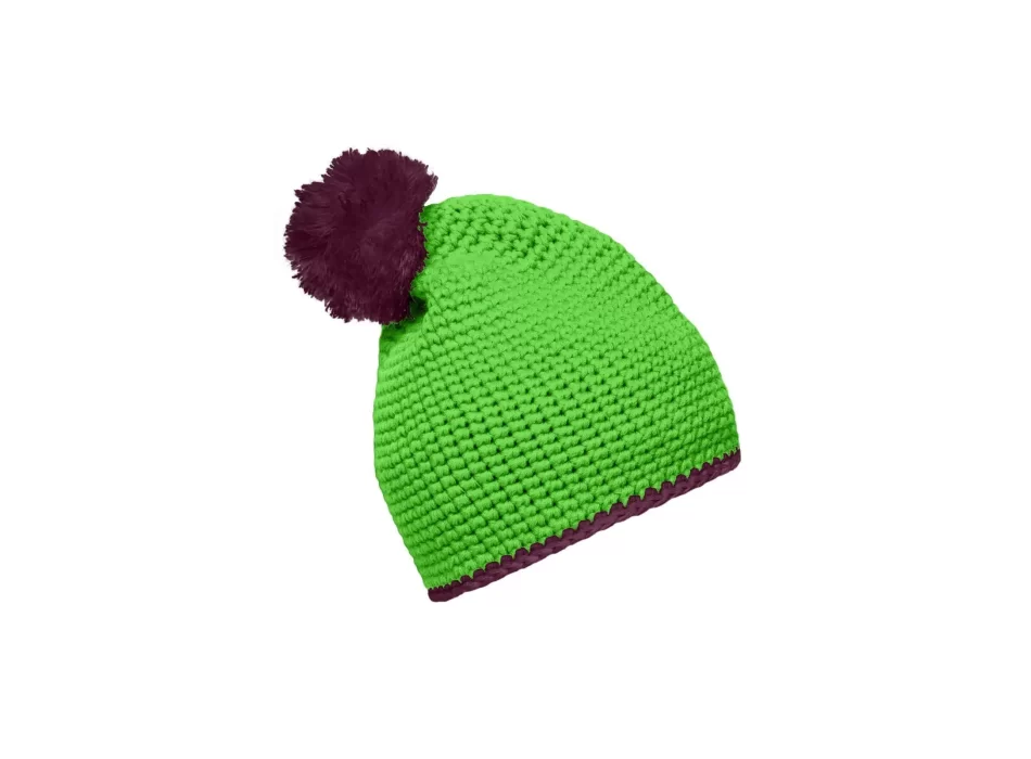 Pompon Hat with Contrast Stripe FullGadgets.com