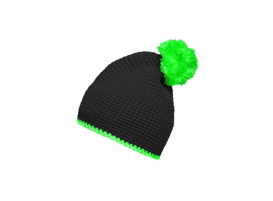 Pompon Hat with Contrast Stripe FullGadgets.com