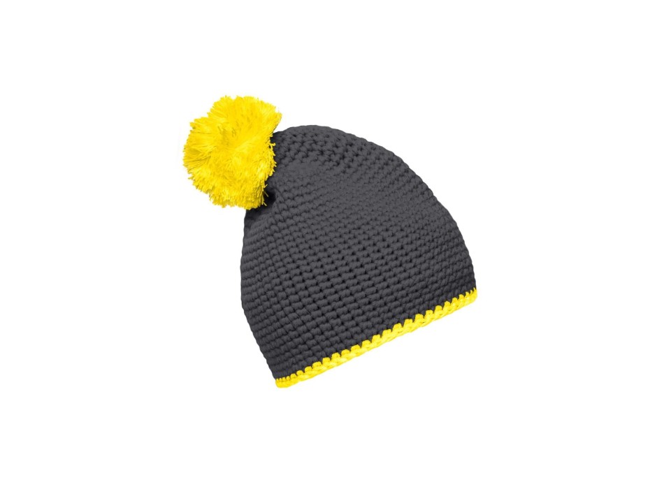 Pompon Hat with Contrast Stripe FullGadgets.com