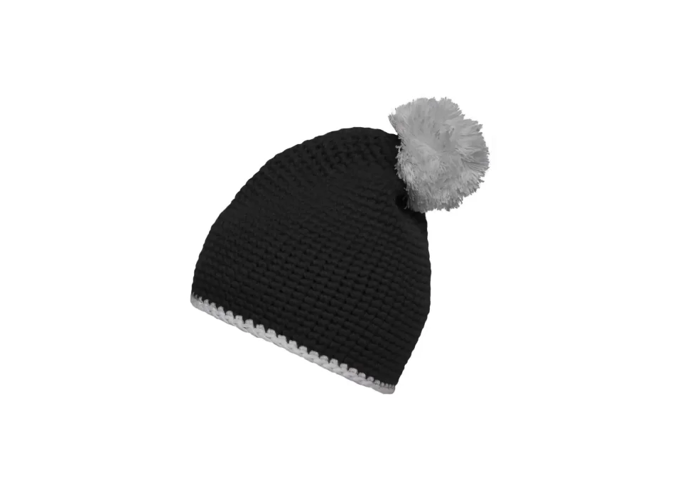 Pompon Hat with Contrast Stripe FullGadgets.com
