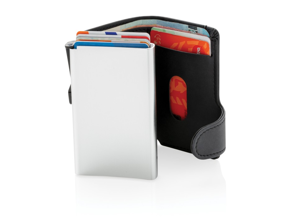 Porta carte RFID in alluminio con portafogli in PU FullGadgets.com