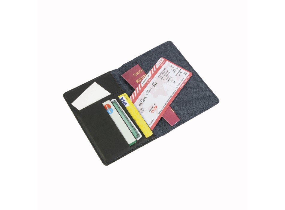 Porta passaporto e carte  in tessuto poliestere mélange. Protezione RFID FullGadgets.com