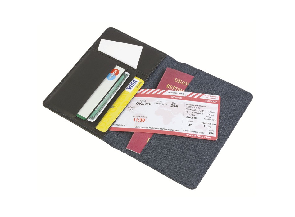 Porta passaporto e carte  in tessuto poliestere mélange. Protezione RFID FullGadgets.com
