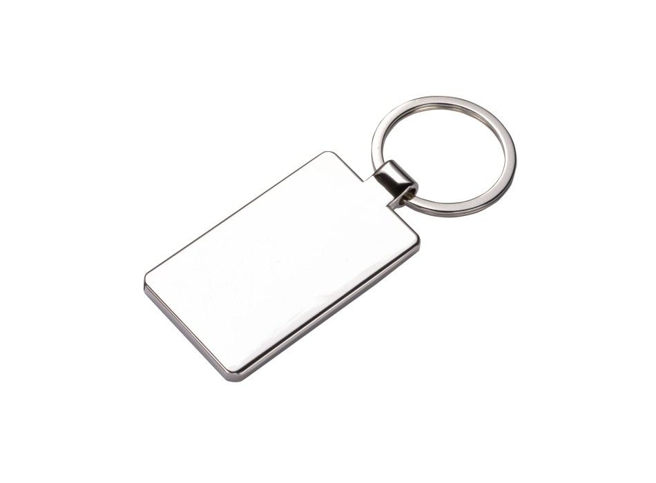 Portachiavi in metallo rettangolare, con particolare frontale in bambù FullGadgets.com