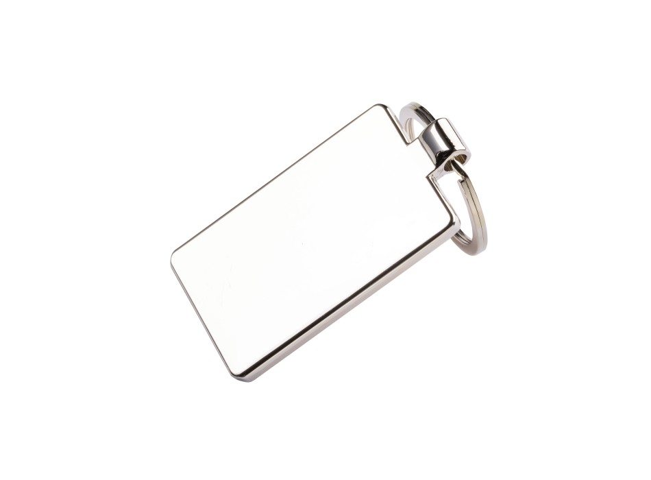 Portachiavi in metallo rettangolare, con particolare frontale in bambù FullGadgets.com