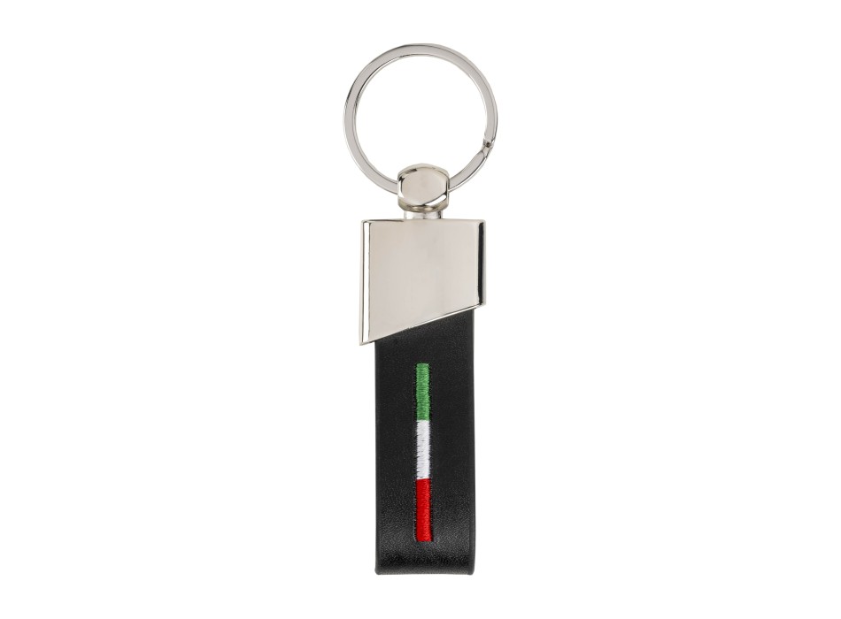 Portachiavi in PU con cucitura colore Italia con placchetta in metallo cromato FullGadgets.com