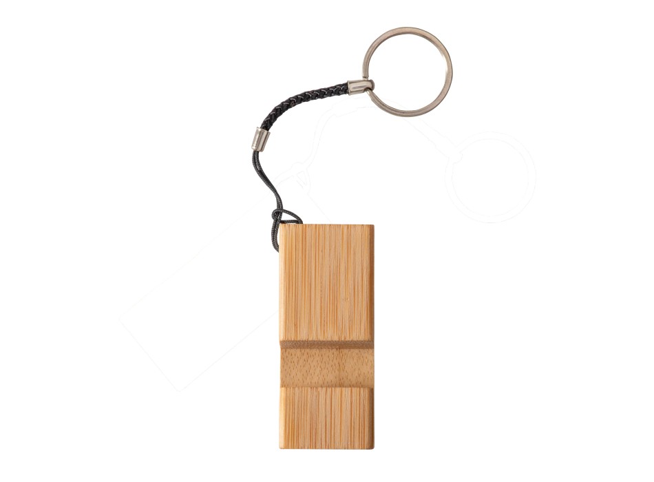 Portachiavi rettangolare in bambù con stand portacellulare FullGadgets.com