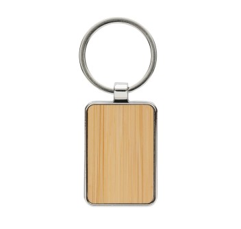Portachiavi rettangolare in lega di zinco RCS e bambù FullGadgets.com