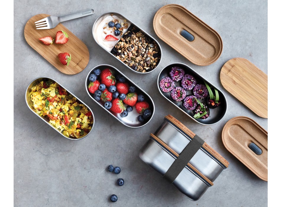 Portapranzo doppio Bento Black+Blum in acciaio FullGadgets.com