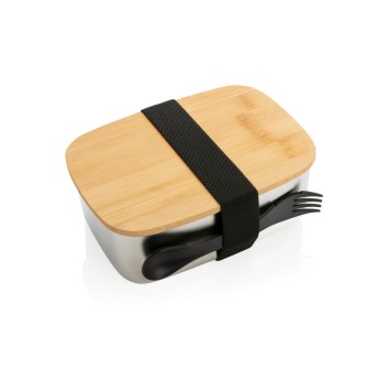 Portapranzo in acciaio con tappo in bambù e spork FullGadgets.com
