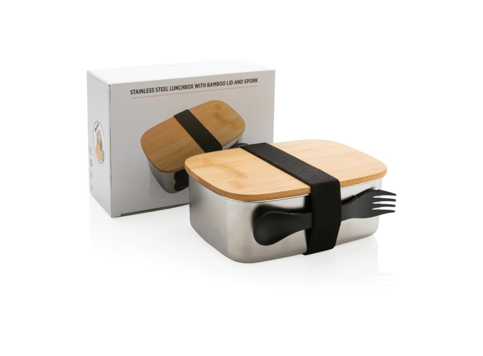 Portapranzo in acciaio con tappo in bambù e spork FullGadgets.com