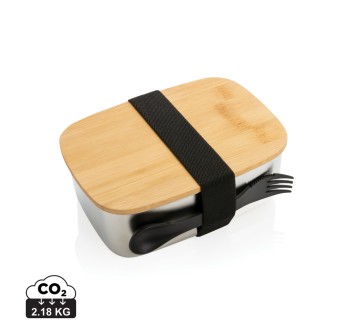 Portapranzo in acciaio con tappo in bambù e spork FullGadgets.com