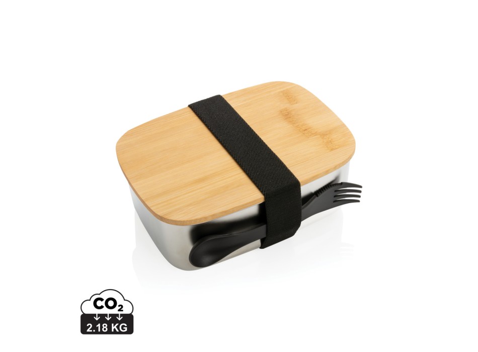 Portapranzo in acciaio con tappo in bambù e spork FullGadgets.com