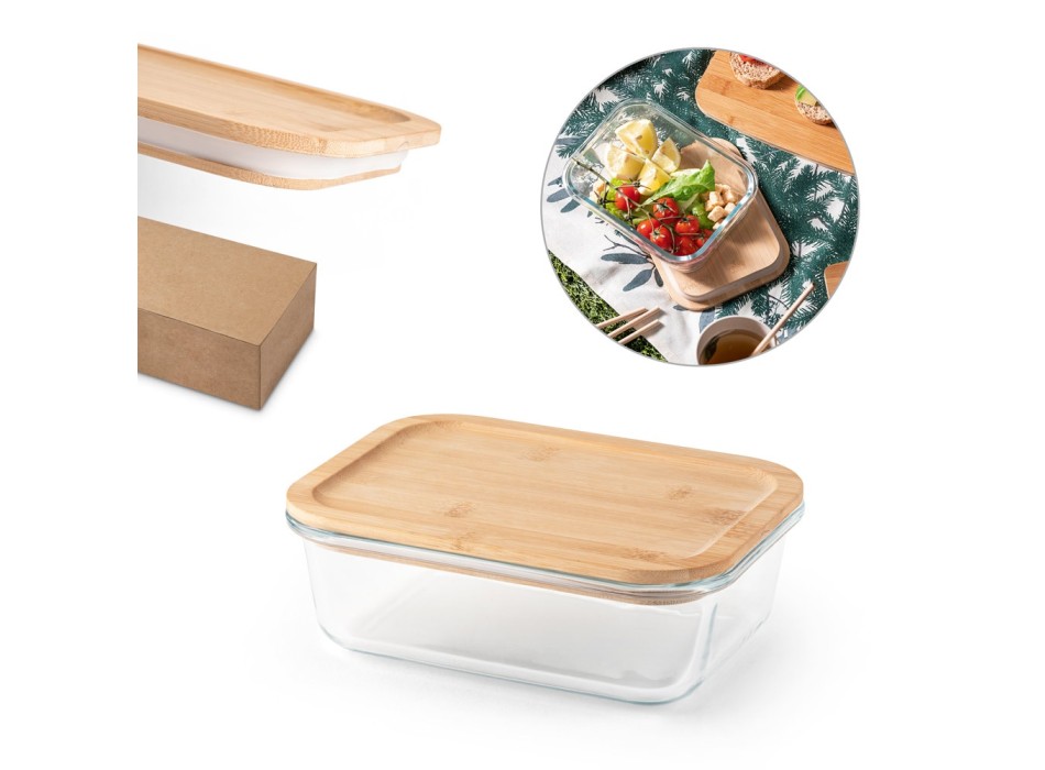 PORTOBELLO. Porta pranzo. Contenitore ermetico in vetro borosilicato e coperchio in bambù 1000 mL FullGadgets.com