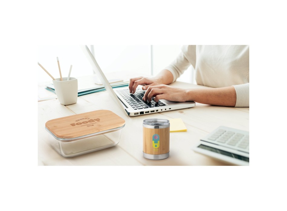 PORTOBELLO. Porta pranzo. Contenitore ermetico in vetro borosilicato e coperchio in bambù 1000 mL FullGadgets.com