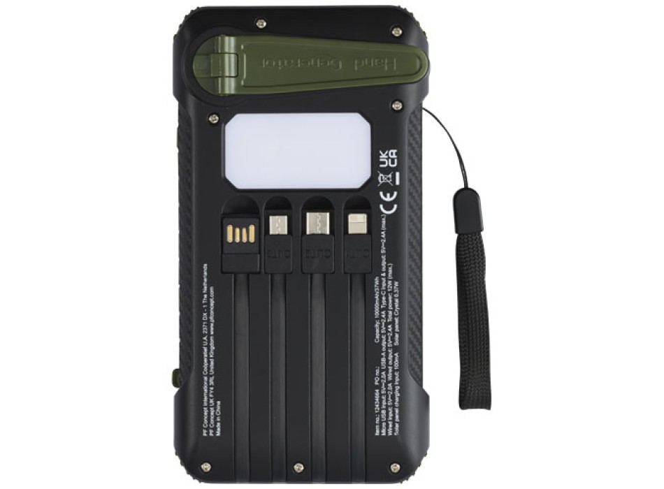 Power bank a dinamo solare in plastica riciclata RCS da 10.000 mAh Soldy  FullGadgets.com