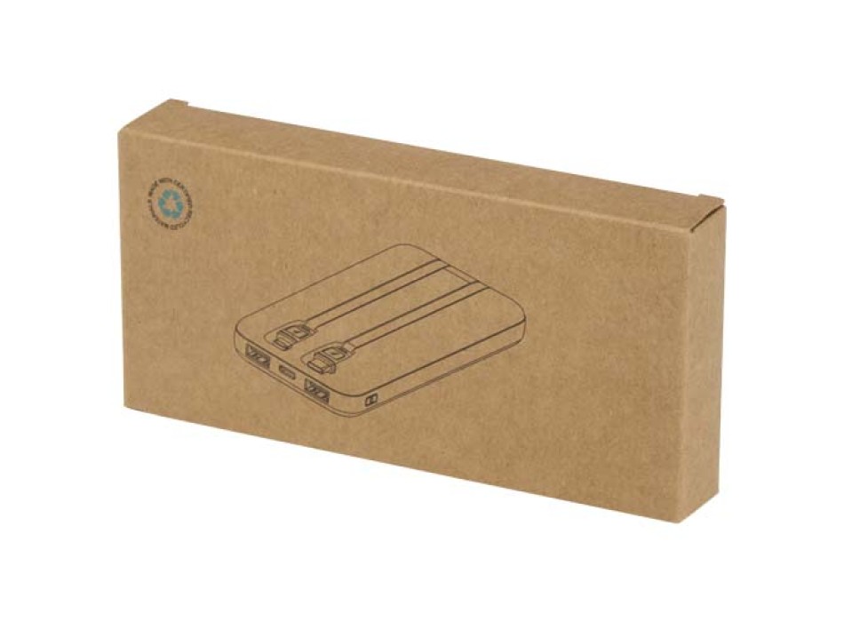 Power bank da 10.000 mAh e 10 W in plastica riciclata con 2 cavi integrati Adhil FullGadgets.com