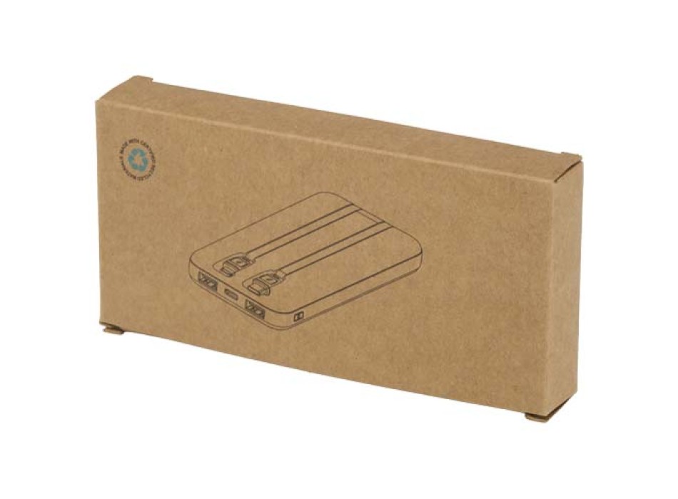 Power bank da 10.000 mAh e 10 W in plastica riciclata con 2 cavi integrati Adhil FullGadgets.com