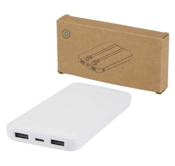 Power bank da 10.000 mAh e 10 W in plastica riciclata con 2 cavi integrati Adhil FullGadgets.com