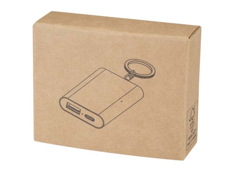 Power bank da 2000 mAh in alluminio riciclato con portachiavi Arcturus FullGadgets.com