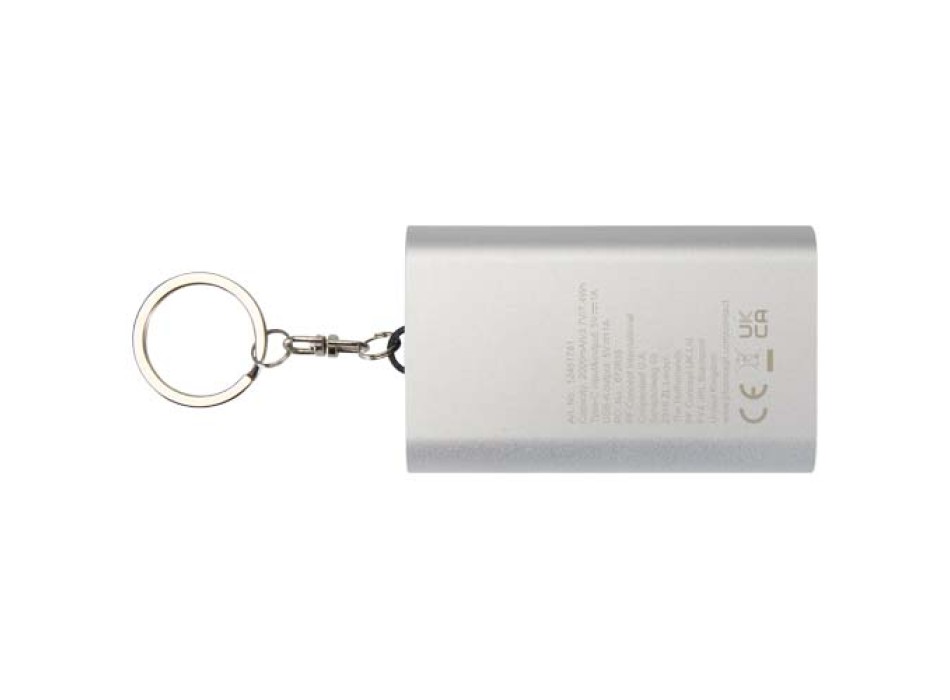 Power bank da 2000 mAh in alluminio riciclato con portachiavi Arcturus FullGadgets.com
