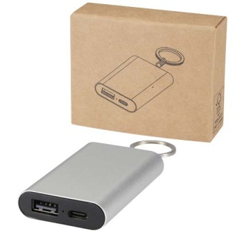 Power bank da 2000 mAh in alluminio riciclato con portachiavi Arcturus FullGadgets.com