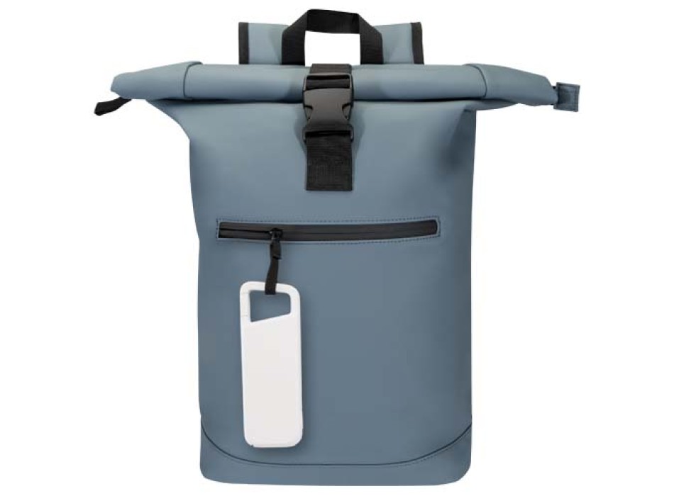 Power bank impermeabile in plastica riciclata da 5.000 mAh e 12 W con moschettone Alkes FullGadgets.com