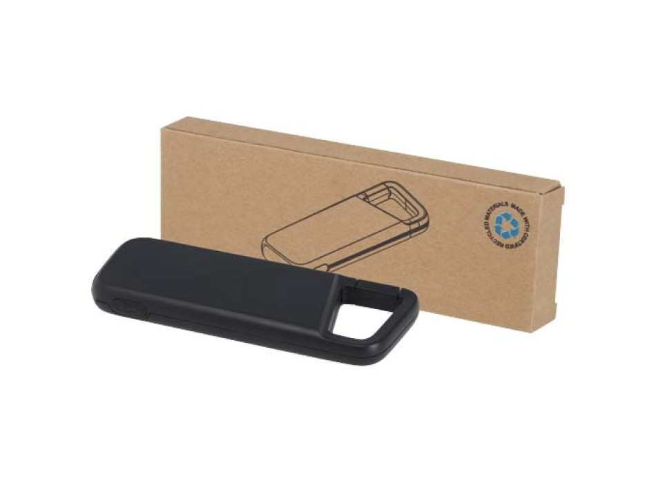 Power bank impermeabile in plastica riciclata da 5.000 mAh e 12 W con moschettone Alkes FullGadgets.com