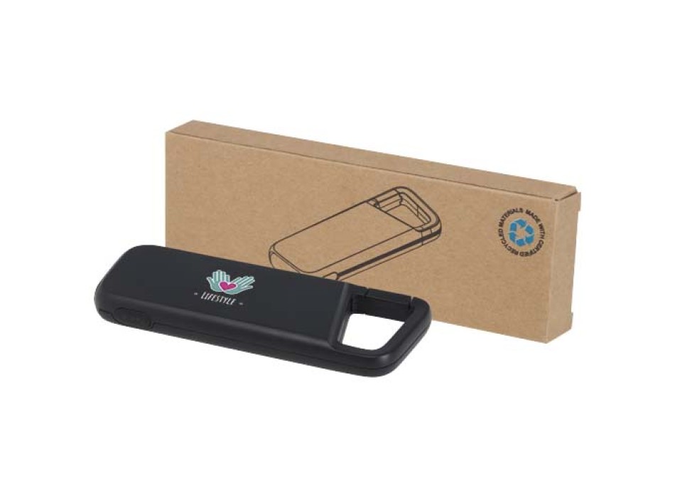Power bank impermeabile in plastica riciclata da 5.000 mAh e 12 W con moschettone Alkes FullGadgets.com