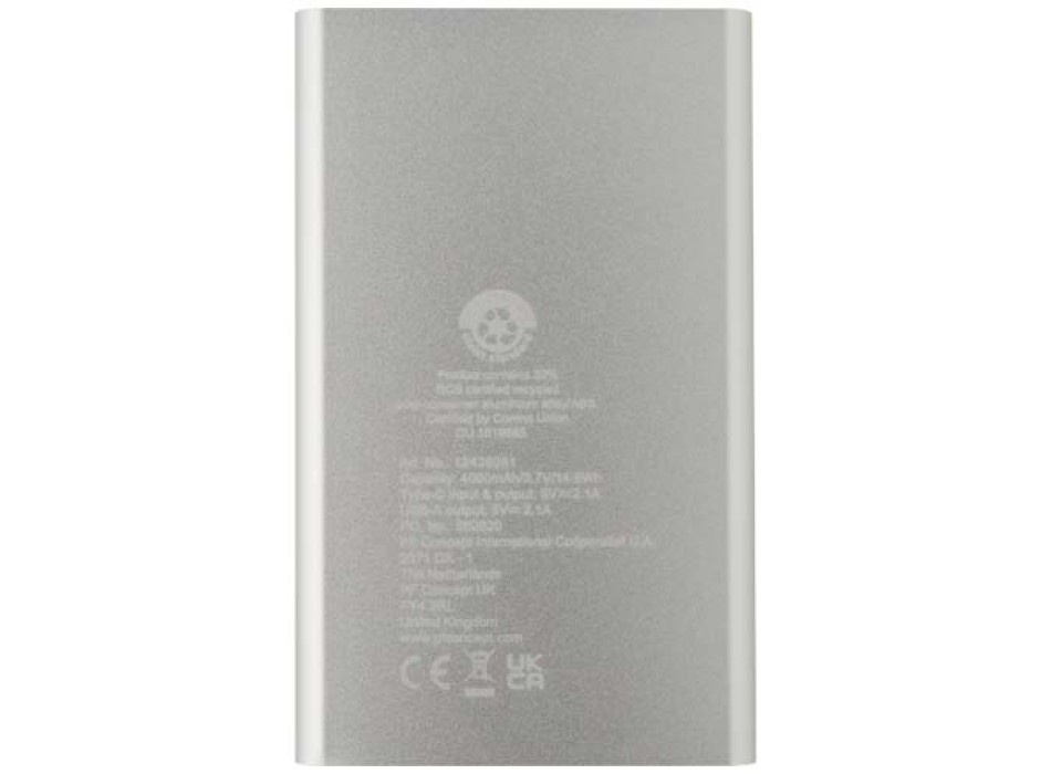 Power bank in alluminio riciclato da 4000 mAh tipo C Pep  FullGadgets.com