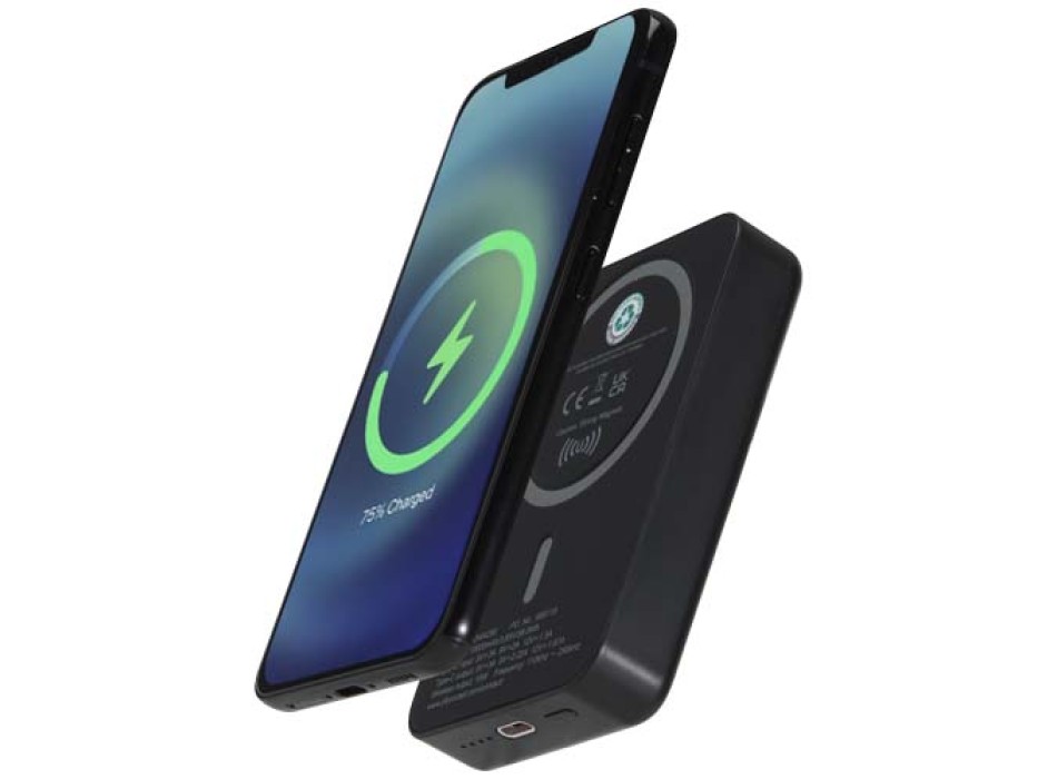 Power bank magnetico wireless da 10.000 mAh e 15 W con 20 W PD in plastica riciclata Acrab FullGadgets.com