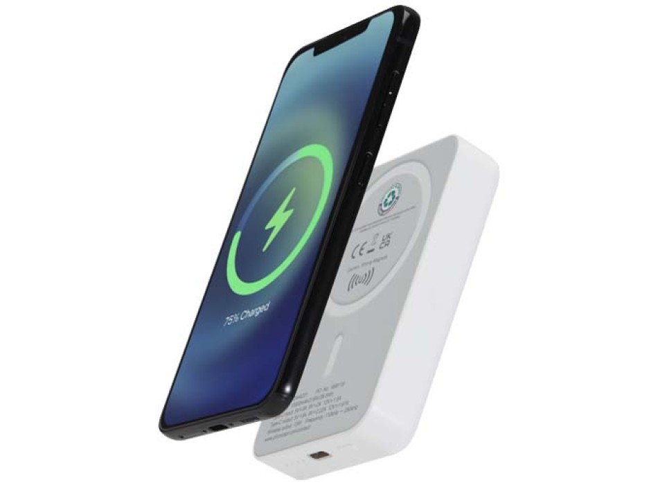 Power bank magnetico wireless da 10.000 mAh e 15 W con 20 W PD in plastica riciclata Acrab FullGadgets.com