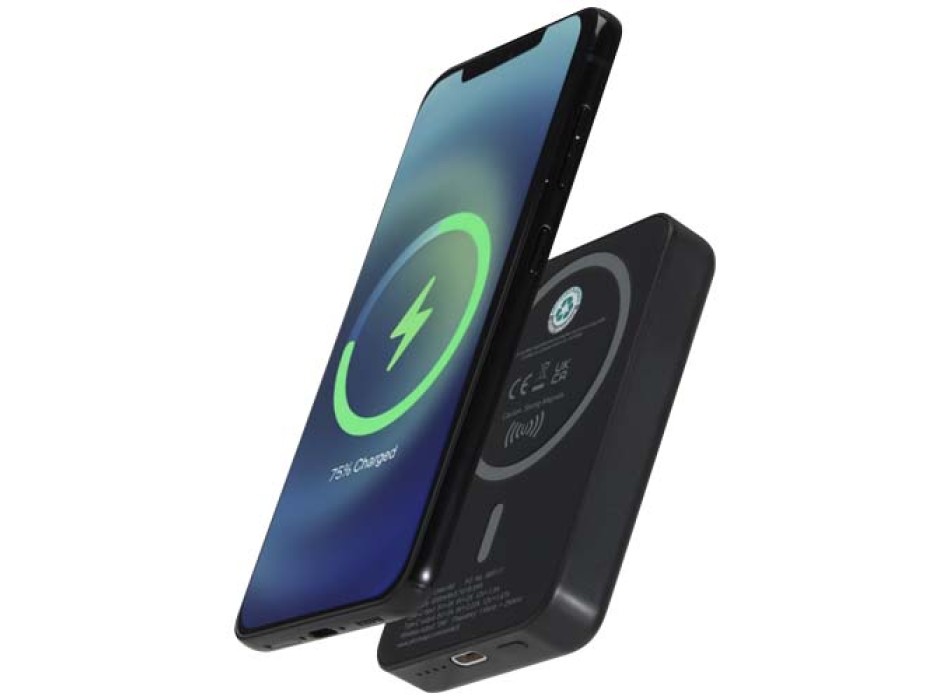 Power bank magnetico wireless da 5.000 mAh e 15 W con 20 W PD in plastica riciclata Acrab FullGadgets.com