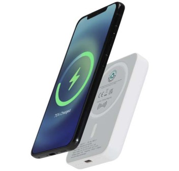Power bank magnetico wireless da 5.000 mAh e 15 W con 20 W PD in plastica riciclata Acrab FullGadgets.com