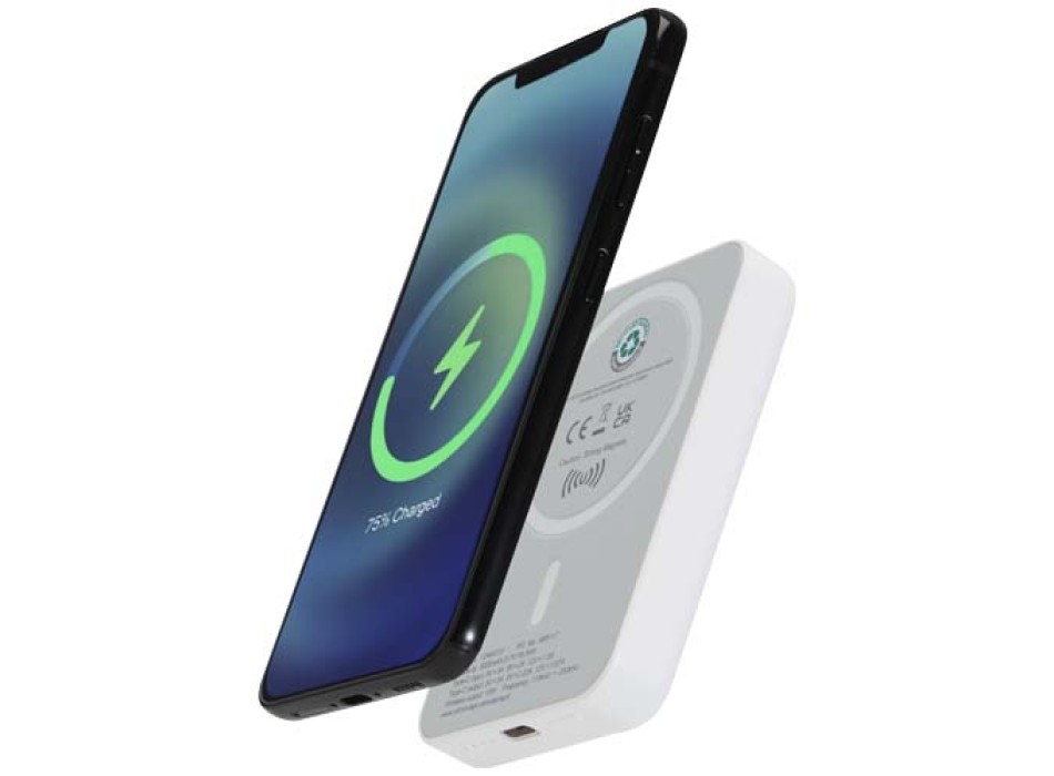 Power bank magnetico wireless da 5.000 mAh e 15 W con 20 W PD in plastica riciclata Acrab FullGadgets.com