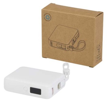 Power bank per tablet da 10.000 mAh e 35 W con cavo Tipo-C integrato in plastica riciclata Acrux FullGadgets.com