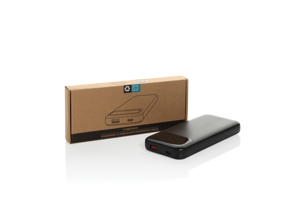 Powerbank 10.000 mAh Turbopack cavi integrati in rABS RCS FullGadgets.com