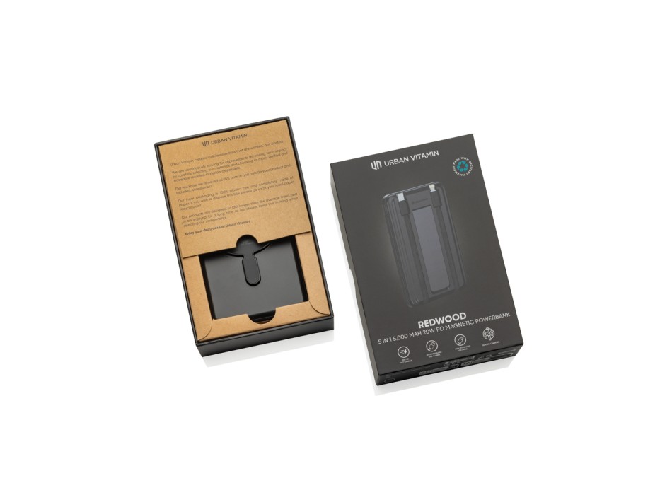 Powerbank magnetica 5in1 Urban Vitamin Redwood 5000mAh 20W FullGadgets.com