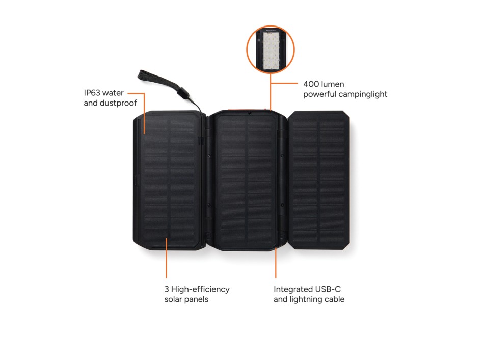 Powerbank solare 10.000mAh Nordic Drift Titan con 3 pannelli FullGadgets.com